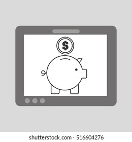 hand touch piggy save currency vector illustration eps 10