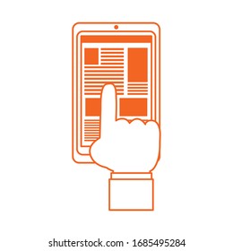 Handberührungsbildschirm Smartphone Home Education Vektorillustration Illustration Linie Farbsymbol