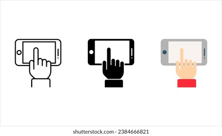 Hand touch screen smartphone icon. Click on the smartphone. vector illustration on white background
