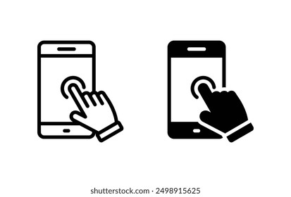 Hand Touch screen smartphone icon vector
