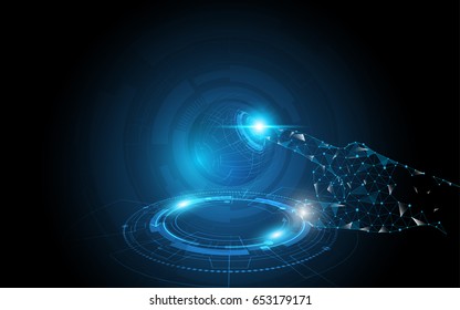 Hand touch selection global,touch the future abstract technology innovation concept