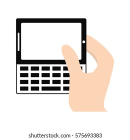 hand touch smart phone device vector illustration eps 10
