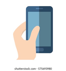 hand touch smart phone device vector illustration eps 10