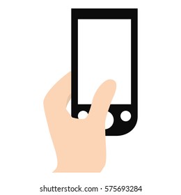 hand touch smart phone display vector illustration eps 10