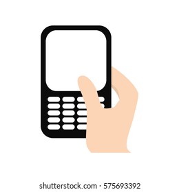 hand touch smart phone media vector illustration eps 10