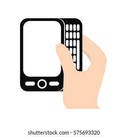 hand touch smart phone screen electronic vector illustration eps 10