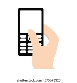 hand touch smart phone technology vector illustration eps 10