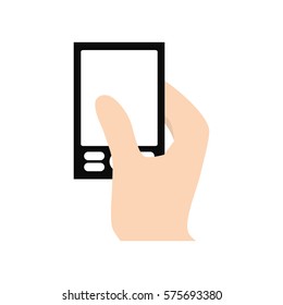 hand touch smart phone typing vector illustration eps 10