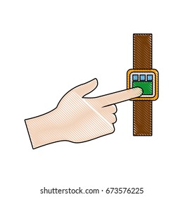 hand touch smart watch wearable technology device electronic