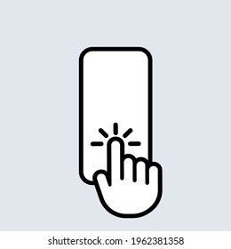 Hand touch smartphone icon. Cursor finger. Hand touch screen for app, web design and business concept. Vector EPS 10. Isolated on background.