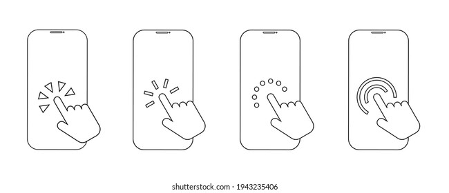 Hand touch smartphone icon. Flat touch icon for concept design. Cursor sign
