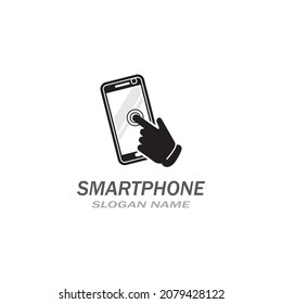 Hand touch smartphone icon on white background for your design, logo, application
