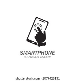 Hand touch smartphone icon on white background for your design, logo, application