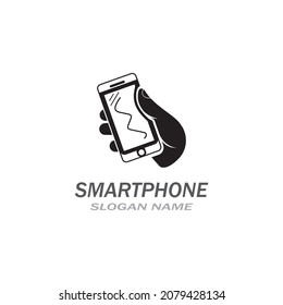 Hand touch smartphone icon on white background for your design, logo, application