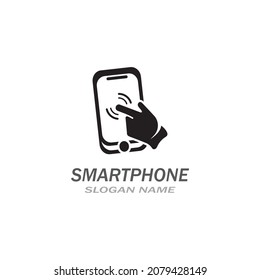Hand touch smartphone icon on white background for your design, logo, application