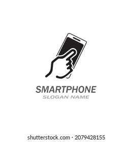 Hand touch smartphone icon on white background for your design, logo, application