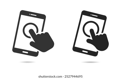 Ilustrações gráficas de vetor de smartphone com toque manual
