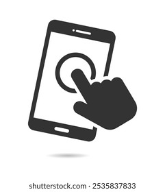 Icono de Vector de teléfono inteligente táctil de mano