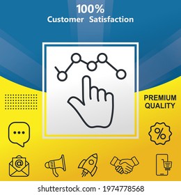 Hand touch statistic vector glyph color icon. With yellow and blue background option