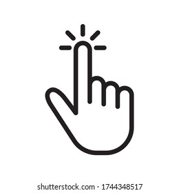 Hand touch, tap or click line vector icon, hand pointer. Vector Illustration