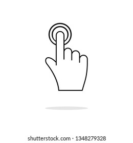 Hand touch / tap gesture line art vector icon for apps and websites