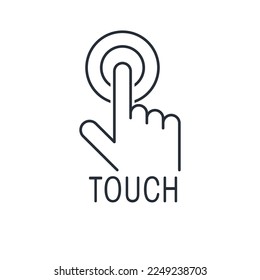 Hand, touch.  Vector linear icon isolated on white background.