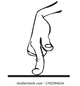 the hand touches the conditional surface with the index finger