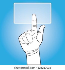 Hand touching blank button