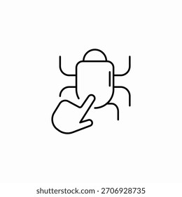 Mano tocando icono de bug signo Vector