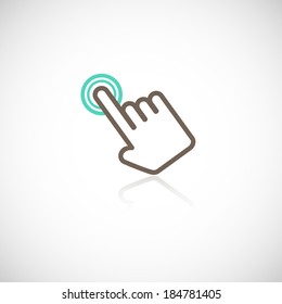 Hand with touching a button or pointing finger sign emblem vector illustration svg
