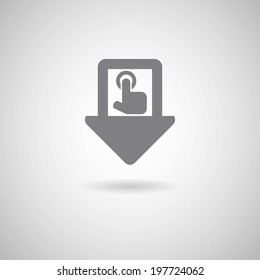 Hand with touching a button or pointing finger sign emblem vector illustration