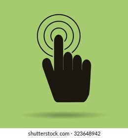 Hand with touching a button or pointing finger. Sign emblem vector icon