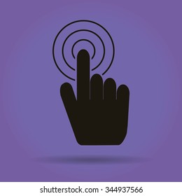 Hand with touching a button or pointing finger. Sign emblem vector icon