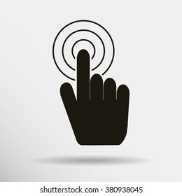 Hand with touching a button or pointing finger. Sign emblem vector icon