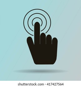 Hand with touching a button or pointing finger. Sign emblem vector icon