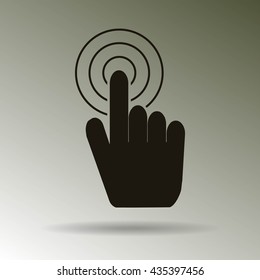 Hand with touching a button or pointing finger. Sign emblem vector icon