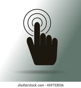 Hand with touching a button or pointing finger. Sign emblem vector icon