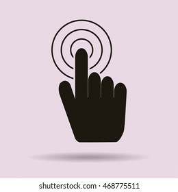 Hand with touching a button or pointing finger. Sign emblem vector icon