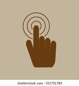 Hand with touching a button or pointing finger. Sign emblem vector icon