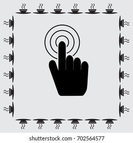 Hand with touching a button or pointing finger vector icon