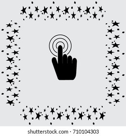 Hand with touching a button or pointing finger vector icon