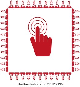 Hand with touching a button or pointing finger vector icon