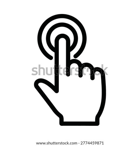 Hand touching button selection icon with selection interface interaction