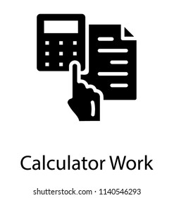 A hand touching calculator with the bill in background depicting calculator work  