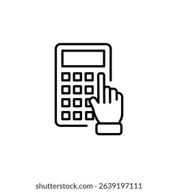 Hand Touching Calculator Icon For Financial Calculation And Accounting