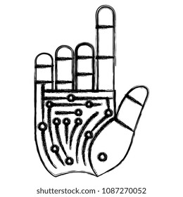 hand touching with circuit electric