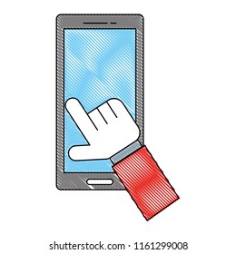 hand touching display smartphone