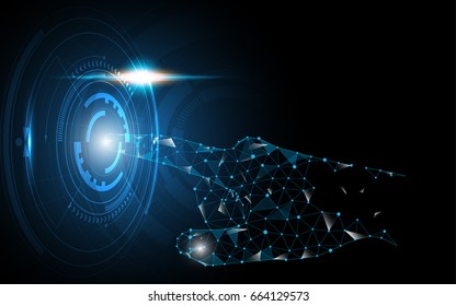 Hand touching the future abstract technology background