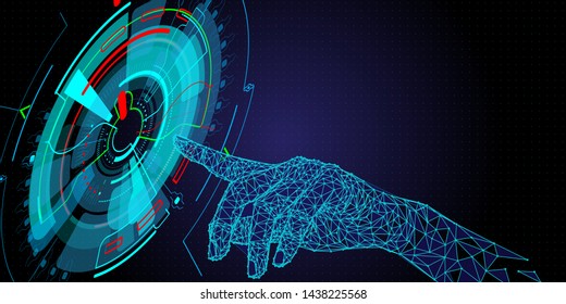 Hand touching the future User Interface technology and the future of user experience.