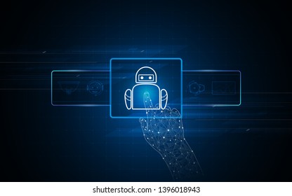 hand touching futuristic icon virtual hologram iot innovative concept eps 10 vector